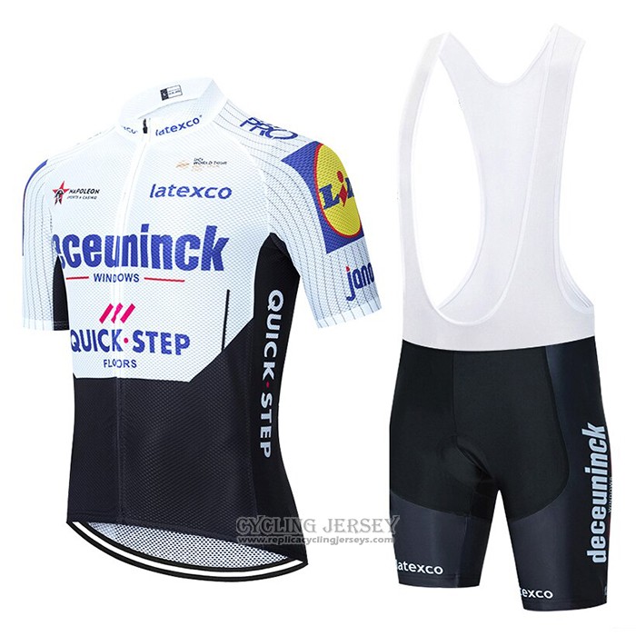 2020 Cycling Jersey Deceuninck Quick Step White Black Short Sleeve And Bib Short